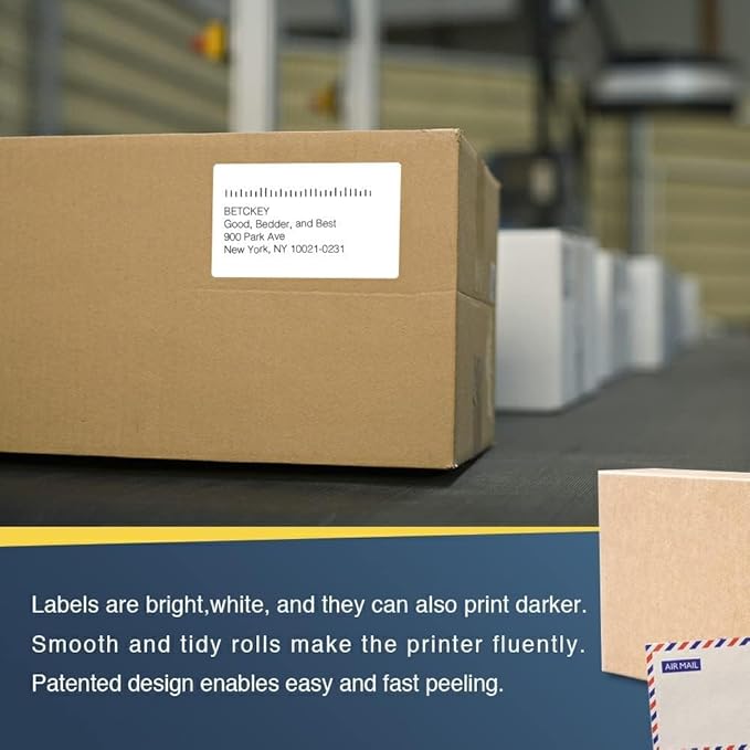 BETCKEY - Compatible Shipping Labels Replacement for Brother DK-1202 (2.4 in x 3.9 in), Use with Brother QL Label Printers [10 Rolls/3000 Labels]