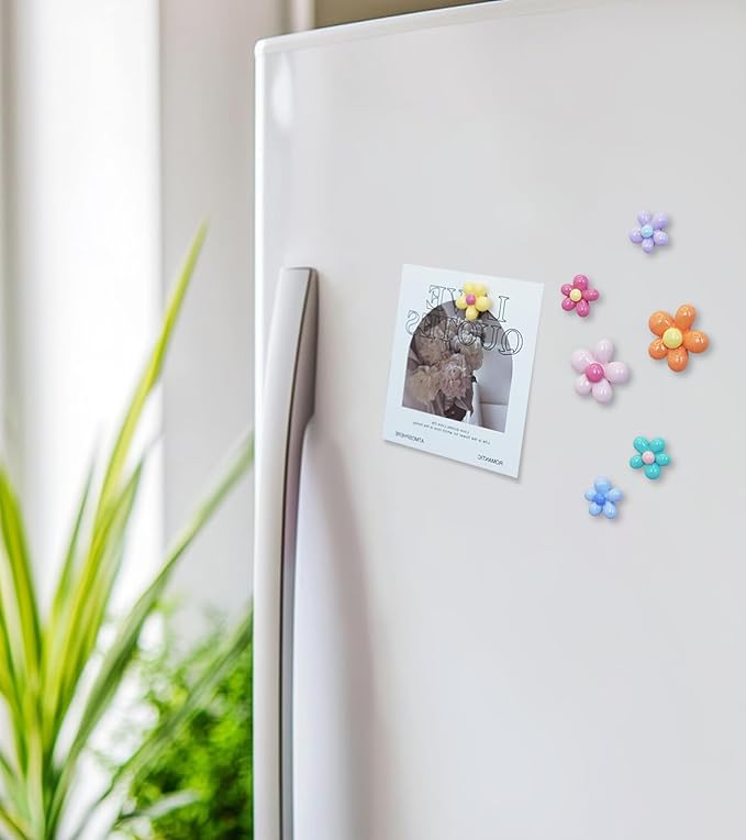 16 pcs - Cute Flower Magnet, Colorful Magnet, Suitable for Refrigerator and Locker, whiteboard, and Decorative Purposes (16 pcs - Five Petal Flower)
