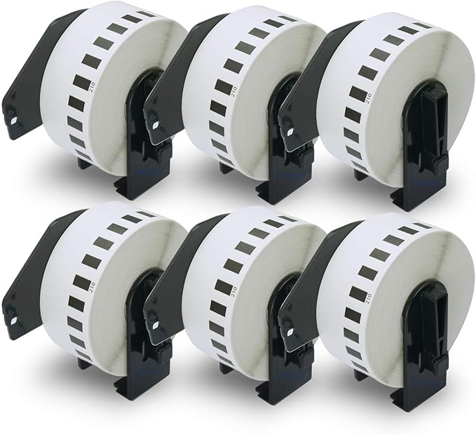 BETCKEY - Compatible Continuous Labels Replacement for Brother DK-2210 (1.1 in x 100 ft), Use with Brother QL Label Printers [6 Rolls]