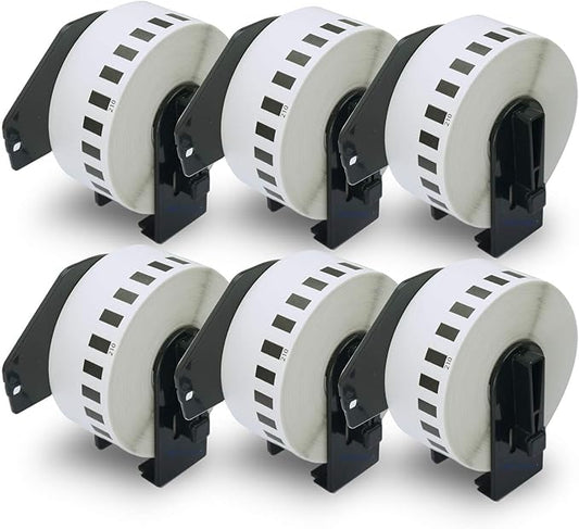 BETCKEY - Compatible Continuous Labels Replacement for Brother DK-2210 (1.1 in x 100 ft), Use with Brother QL Label Printers [6 Rolls]