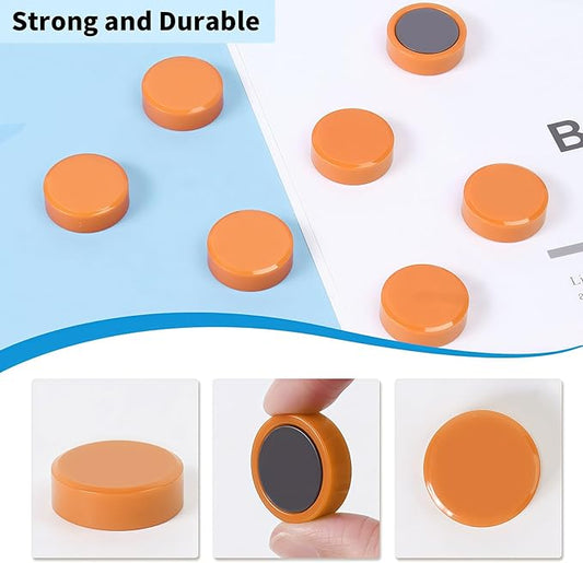 Fridge Magnets, 30 Pack Small Strong Heavy Duty Magnets, Decorative Mini Cute Round Refrigerator Magnets for Whiteboard, Craft, Fridge, Locker, Classroom, Office, School & Kitchen (Orange)