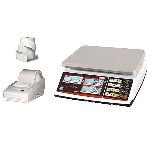 VisionTechShop TVP-30B Price Computing Scale, Lb/Oz/Kg Switchable, 30lb Capacity, 0.005lb Readability, NTEP Legal for Trade, NSF Certified, LP-50 Thermal Label Printer, 1 Case of Labels LST8060