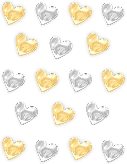 18PCS Gold Fridge Magnets Cute Love Heart Refrigerator Magnets, Silver Decorative Magnets for Whiteboard Cabinet Locker, Lovely Magnets for Classroom Kitchen Office