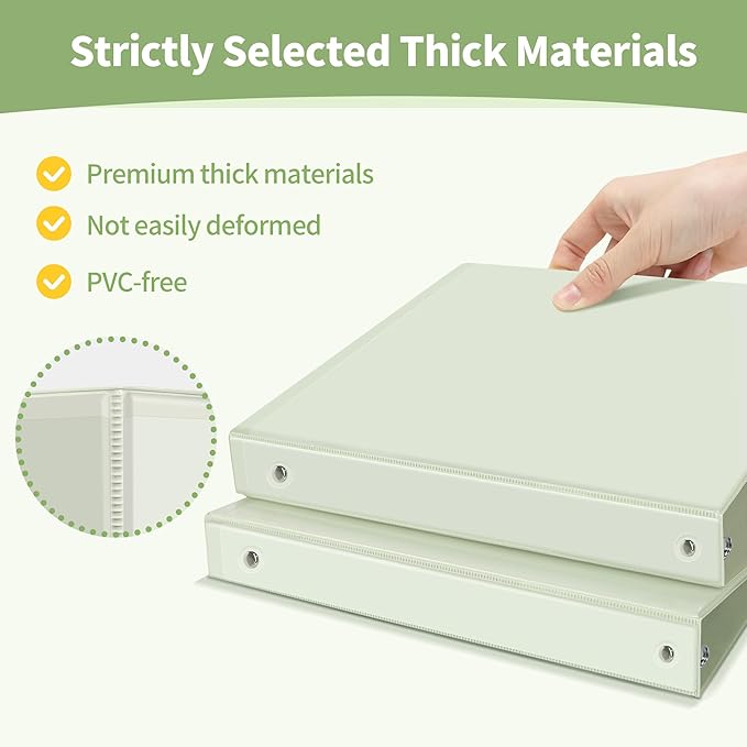 SUNEE 3 Ring Binder 1 Inch 1 Pack, Clear View Binder Three Ring PVC-Free (Fit 8.5x11 Inches) for School or Office Supplies, Green
