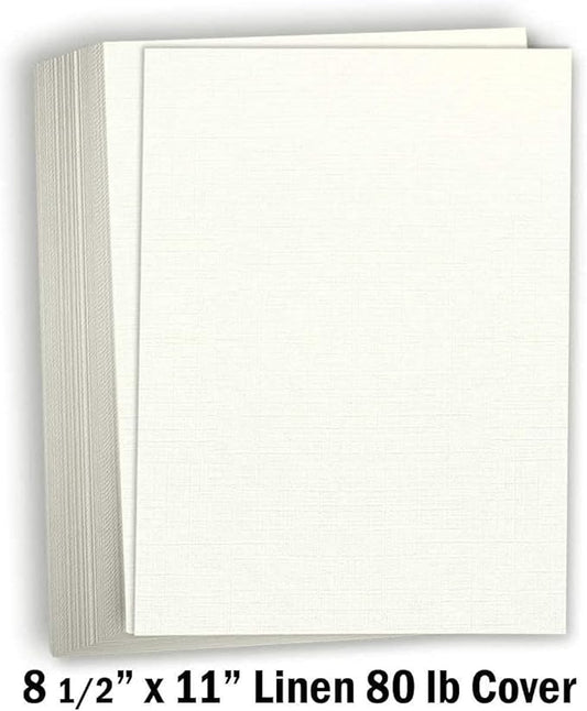Hamilco Linen Textured Cardstock Paper – 8 1/2 x 11" Blank Thick Heavy Weight 80 lb Cover Card Stock for Printer - 50 Pack (Natural)