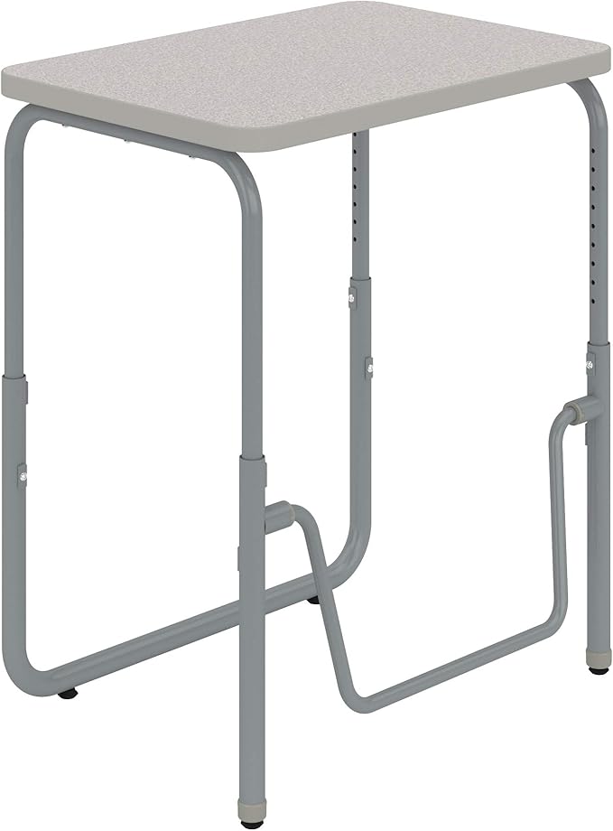 Safco AlphaBetter 2.0 Height â€“ Adjustable Student Desk with Swinging Footrest Bar, Sit to Stand, 22"-30", Pebble Gray Classroom and Home School Desk