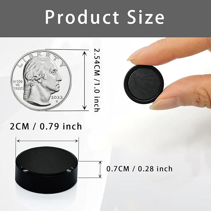 ZDZBLX Strong Fridge Magnets, 40 Pack Small Round Refrigerator Magnets Black, Heavy Duty Mini Magnets for Whiteboard, Kitchen, Office, Crafts, Locker, Classroom,Cute Decorative Magnet for Home School