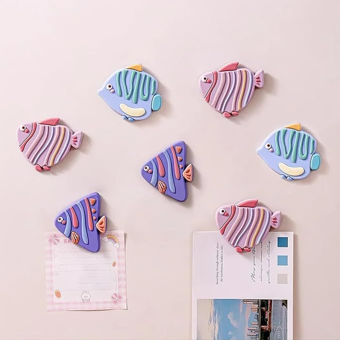 Cute Fishes Fridge Magnet Set - 4 Cute Colorful Fish Refrigerator Magnets to Add Fun to Your Home Appliances and Notes