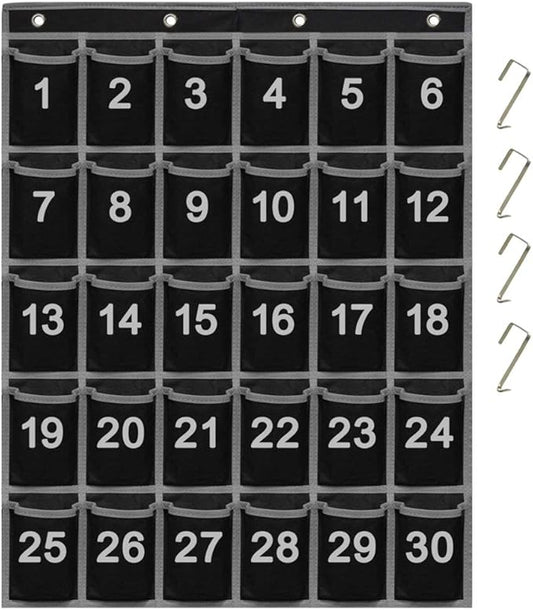 Eamay 30 Numbered Classroom Pocket Charts for Cell Phones and Calculators Holder Wall Door Mount Hanging Organizer