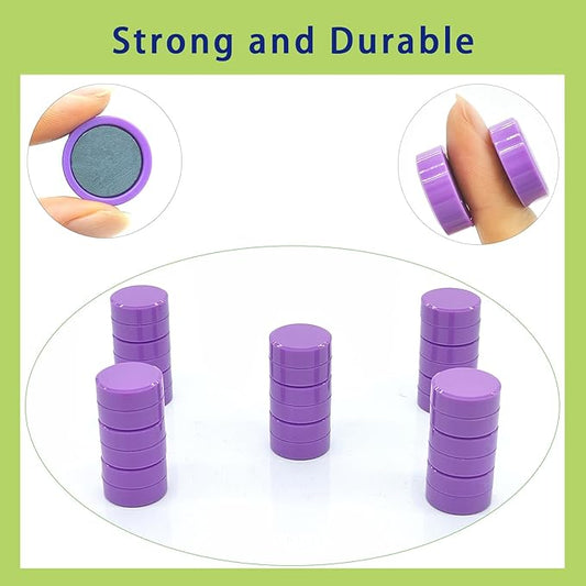 Fridge Magnets, 30 Pcs Strong Refrigerator Magnets,Heavy Duty Round Small Magnets for Whiteboard Fridge Locker Craft,Decorative Cute Mini Magnet for School Classroom Office Kitchen Home, Purple