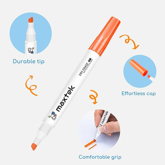 maxtek Dry Erase Markers Chisel Tip, Low Odor, 17 Count Vibrant Colors Whiteboard Markers