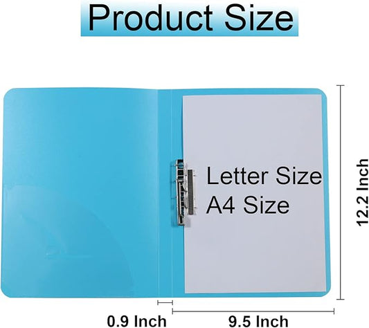 Acocony Punchless Binder with Clamp Letter Size Punchless Clamp Binder 8.5 x 11 Report Covers Plastic Watery Blue Pack of 6