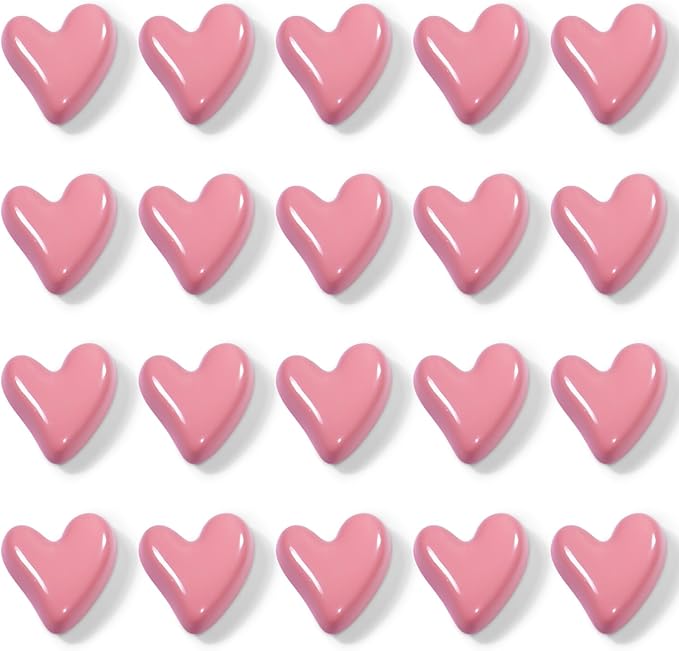 22Pcs Fridge Magnets,Cute Love Heart Decorative Magnets, Refrigerator Magnets for Whiteboard Cabinet Locker,Strong Holding Power,Pink