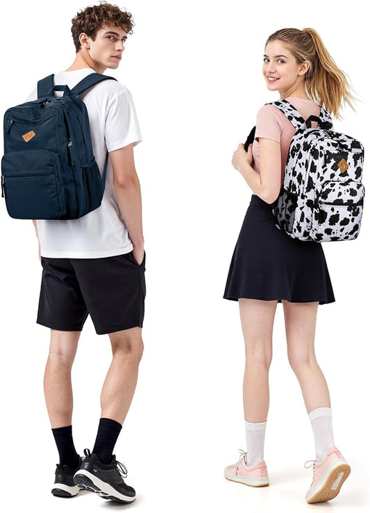 ZORFIN 26L Backpack for School, College, and Travel: Water Resistant Bookbag with 8 Compartments - Steel blue