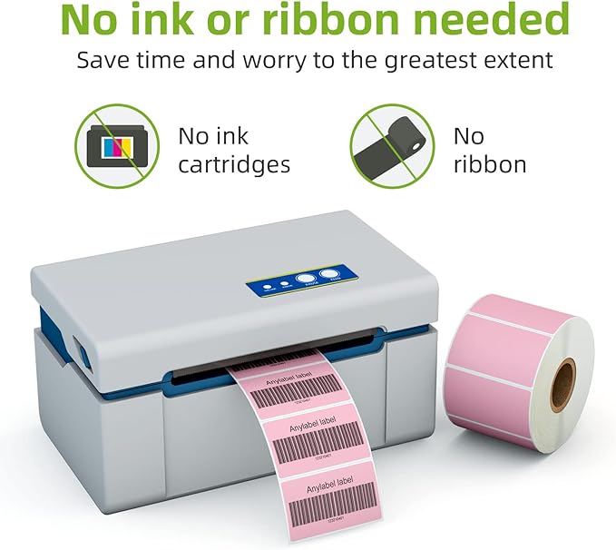 2.25" x 1.25" Pink Direct Thermal Labels, Replacement for Self-Adhesive Address Shipping Barcode Thermal Stickers, Compatible with Rollo & Zebra Thermal Label Printer(1 Roll, 1000 Labels)