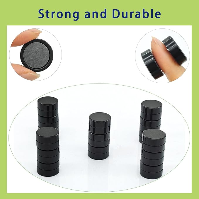 Fridge Magnets, 10 Pcs Strong Refrigerator Magnets, Heavy Duty Round Small Magnets for Whiteboard Fridge Locker Craft,Decorative Cute Mini Magnet for School Classroom Office Kitchen Home, Black