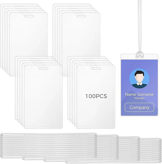 100 Pieces 5 Mil Laminating Pouch with Clear Loop 2 1/2" x 4 1/4" Luggage Tag Laminating Pouches with Slot Hole Thermal Laminate Pouch Tags Kit Resealable for Work Permits Pass Cards Student ID Cards