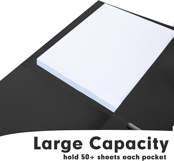 Two Pocket Folders, 75 Pack, Letter Size, Black