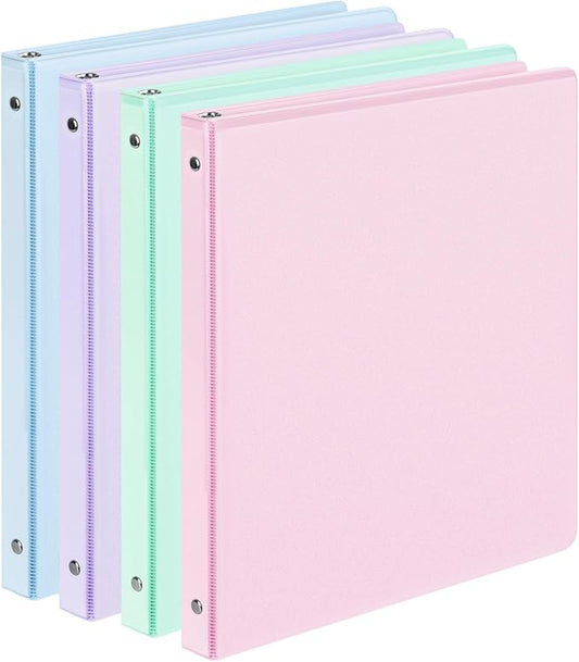 4 Pack Extra Durable 3 Ring Binders 0.5 Inch, Sooez 0.5” Three Ring Binder, Eco-Friendly & PVC Free, Customizable Clear View Cover for Letter Size 8.5 x 11'' Paper, School Office Supplies for Girl