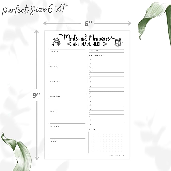 52 Tear-off Sheets Meal Planning Notepad | Magnetic Meal Planning Pad for Fridge 6x9 Inch | Notebook for Meal Planner and Grocery List with Magnet | Weekly Meal Planner for kitchen with Tear Off