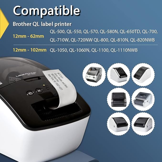 BETCKEY - Compatible Continuous Label Replacement for Brother DK-2205 (2-3/7" x 100'), Use with Brother QL Label Printers [20 Rolls]