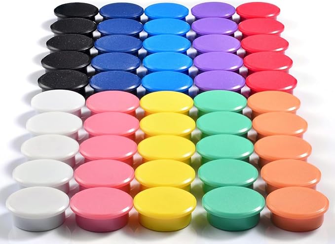 DARUITE Fridge Magnets - Strong Mini Cute Magnets for Fridge, Locker, Whiteboard, Kitchen, Office (50Pcs-10 Colors)