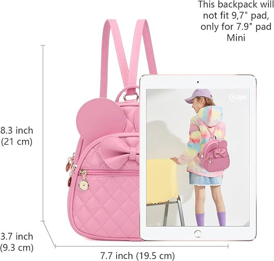 KL928 Girls Bowknot Polka Dot Cute Mini Backpack Small Daypacks Convertible Shoulder Bag Purse for Women
