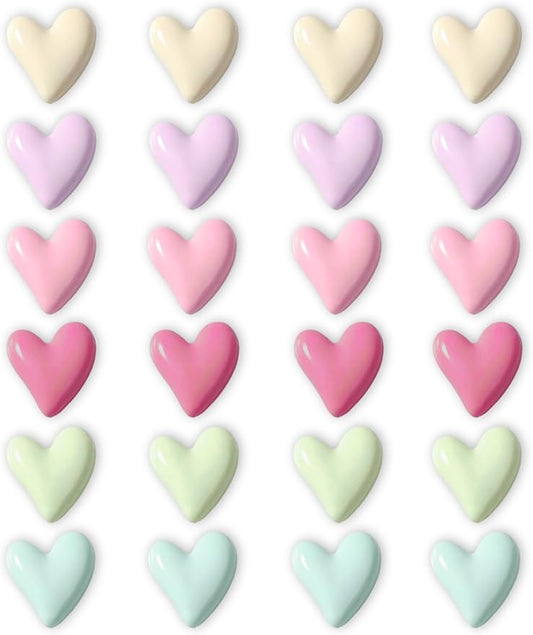 24PCS Colorful Fridge Magnets Cute Love Heart Refrigerator Magnets, Decorative Magnets for Whiteboard Cabinet Locker, Lovely Fun Magnets for Classroom Home Kitchen Office