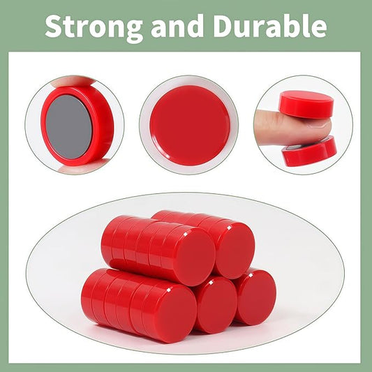 Fridge Magnets - 20Pcs Cute Mini Refrigerator Magnets for Classroom Organization, Kitchen Memo & Office Decor, Round Small Strong Heavy Duty Magnets for Whiteboards Fridge Adults Locker (Red)