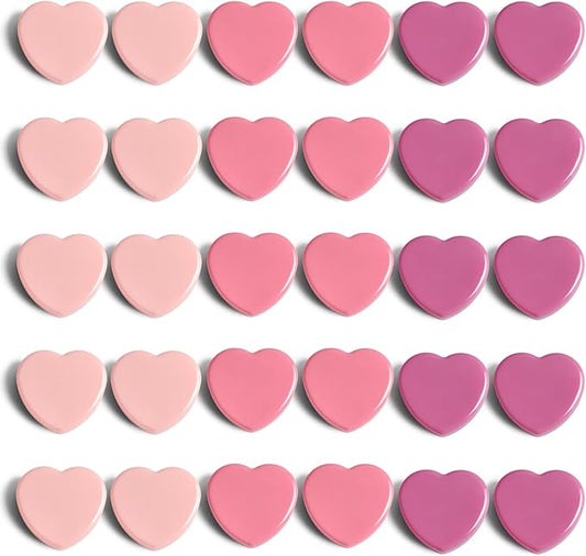 ZDZBLX 30PCS Pink Heart Fridge Magnets - Small Strong Magnets, Heavy Duty Refrigerator Magnets for Whiteboard School Crafts Lockers, Decorative Cute Mini Magnet for Kitchen Office Classroom (3 Colors)