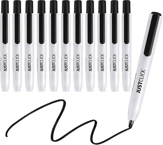 carrotez Retractable Dry Erase Markers, Click Dry Erase Whiteboard Markers, Bullet Tip, Thin Barrel, 12 Count, Black