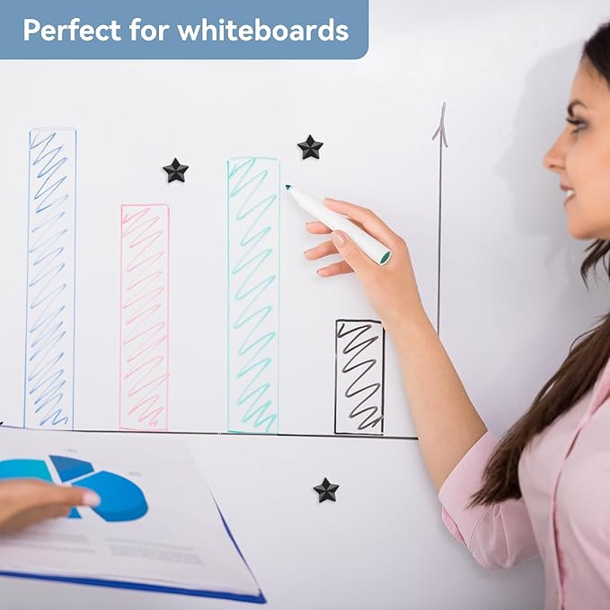 ZDZBLX 30 Pack Black Fridge Magnets, Strong Refrigerator Magnets, Small Heavy Duty Magnets for Whiteboard, Cute Decorative Star Mini Magnet for Fridge, Office, Kitchen, Classroom, Home, Locker, Craft