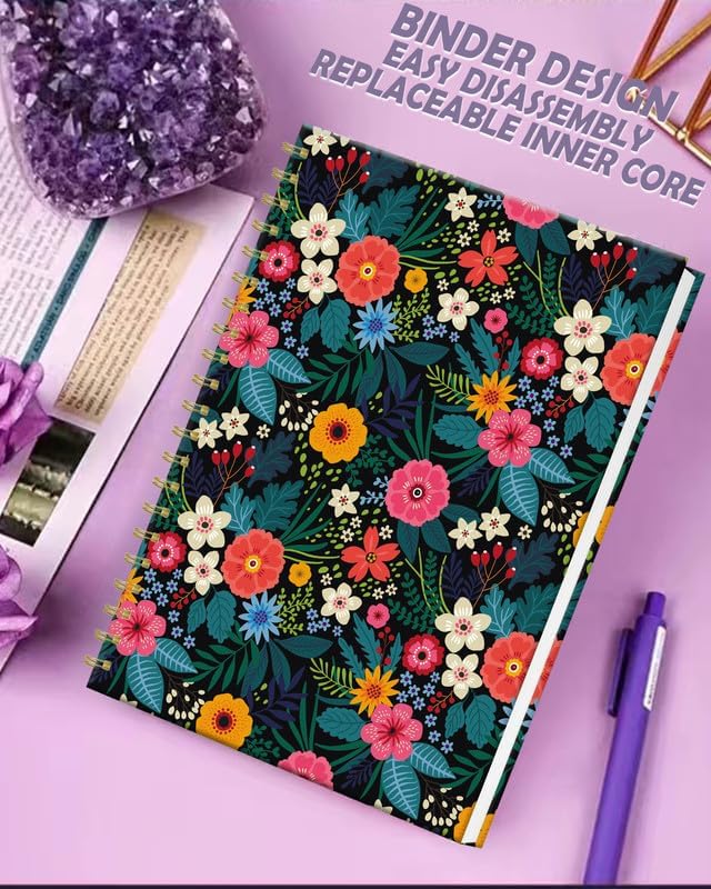 iampanda Spiral Journal Notebook,Strong Twin-Wire Binding with Premium Paper for Women,60 Sheets B5 College Ruled Notebook/Journal,Perfect for School Office Work,Colorful Bright Floral