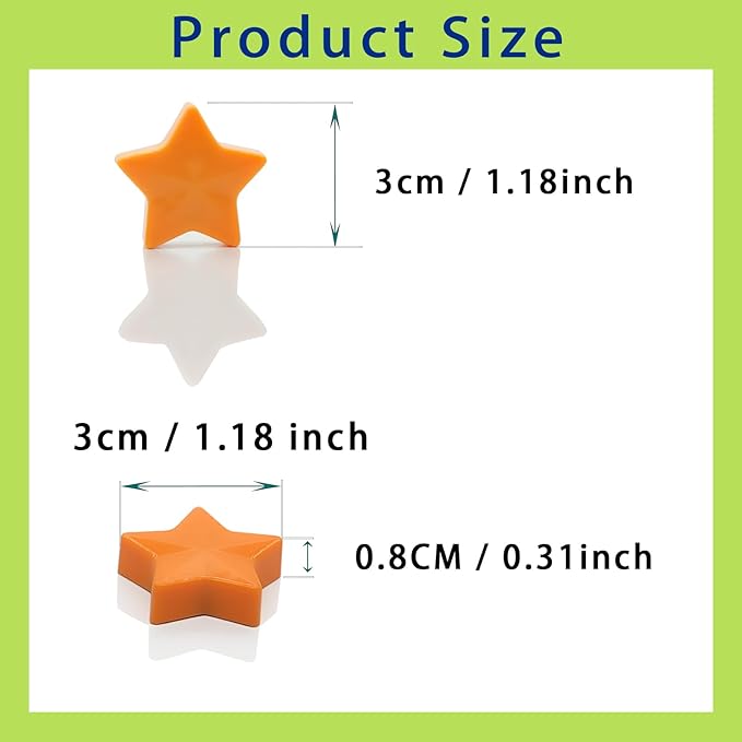 Fridge Magnets - 30 Pcs Refrigerator Magnets Strong Small Whiteboard Magnet, Heavy Duty Mini Magnets for Kitchen, Locker, Office, Classroom & Office Use - Decorative Cute Magnet (Star, Orange)