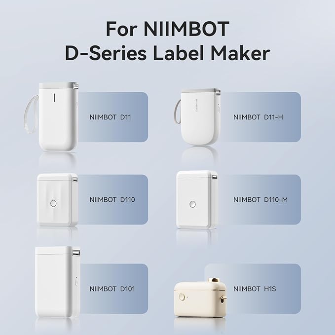 Label Maker Tape NIIMBOT D11 6 Rolls Adapted Cable Label Print Paper Standard Laminated Office Labeling Tape Replacement for D11 Handheld Label Machine Oil Proof Waterproof Tearproof (12 * 40WHITE)