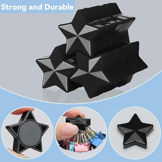 ZDZBLX 30 Pack Black Fridge Magnets, Strong Refrigerator Magnets, Small Heavy Duty Magnets for Whiteboard, Cute Decorative Star Mini Magnet for Fridge, Office, Kitchen, Classroom, Home, Locker, Craft