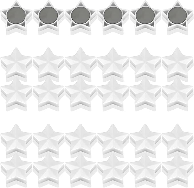 Fridge Magnets - 30 Pcs Refrigerator Magnets Strong Small Whiteboard Magnet, Heavy Duty Mini Magnets for Kitchen, Locker, Office, Classroom & Office Use - Decorative Cute Magnet (Star, White)