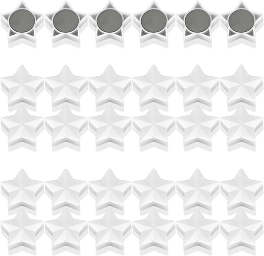 Fridge Magnets - 30 Pcs Refrigerator Magnets Strong Small Whiteboard Magnet, Heavy Duty Mini Magnets for Kitchen, Locker, Office, Classroom & Office Use - Decorative Cute Magnet (Star, White)