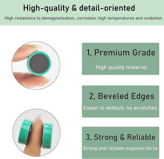 Green Fridge Magnets, 40PCS Strong Refrigerator Magnets, Small Round Magnets for Whiteboard, Heavy Duty Mini Magnet for Fridge, Kitchen, Office, Locker, School, Cute Magnet Decor Accessories