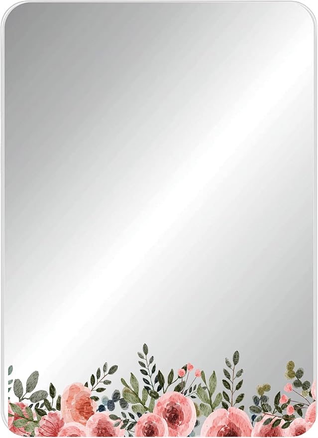 Custom Pink Flowers Locker Mirror Personalized Back to School Touch of Color & Style Cheerful Decor Magnetic Inside of School Locker Organizer Accessory, Refrigerator Magnet, Quality & Fun in One!
