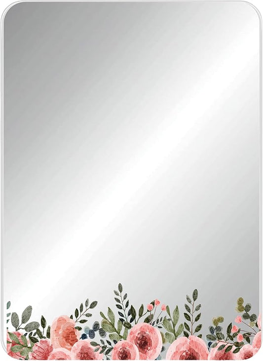 Custom Pink Flowers Locker Mirror Personalized Back to School Touch of Color & Style Cheerful Decor Magnetic Inside of School Locker Organizer Accessory, Refrigerator Magnet, Quality & Fun in One!