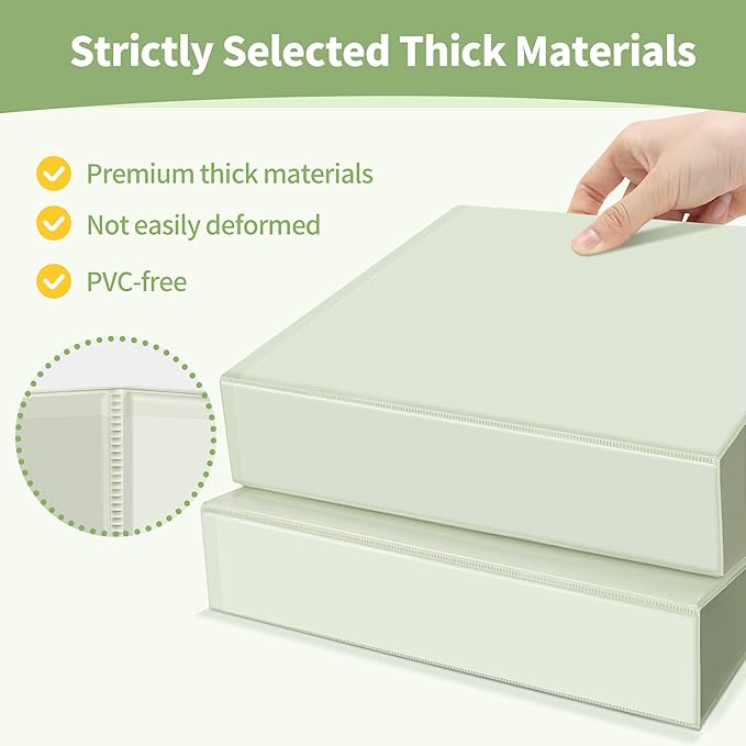 SUNEE 3 Ring Binder 3 Inch 1 Pack, Clear View Binder Three Ring PVC-Free (Fit 8.5x11 Inches) for School or Office Supplies, Green