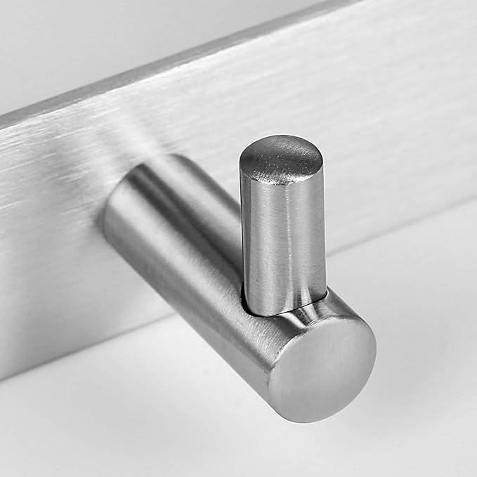 Towel Hook Rack Brushed Nickel 17-Inch Coat Hook Rail Wall Mounted with 7 Heavy Duty Hooks, Durable Wall Hangers for Bedroom, Bathroom, Foyer, Hallway (304 Stainless Steel)