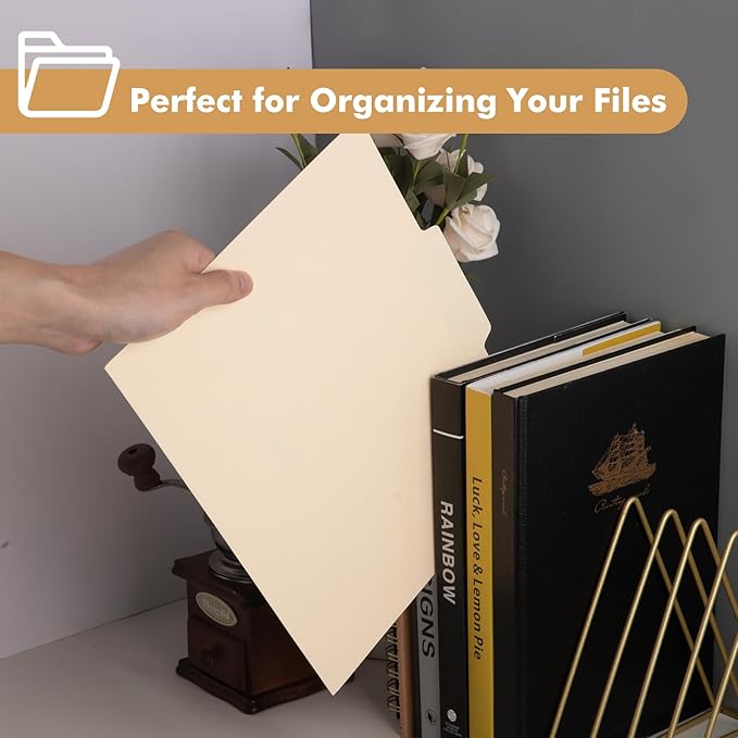 Manila File Folder, 1/3-Cut Tab, Letter Size, Manila Folders with Tab, 250 per Box