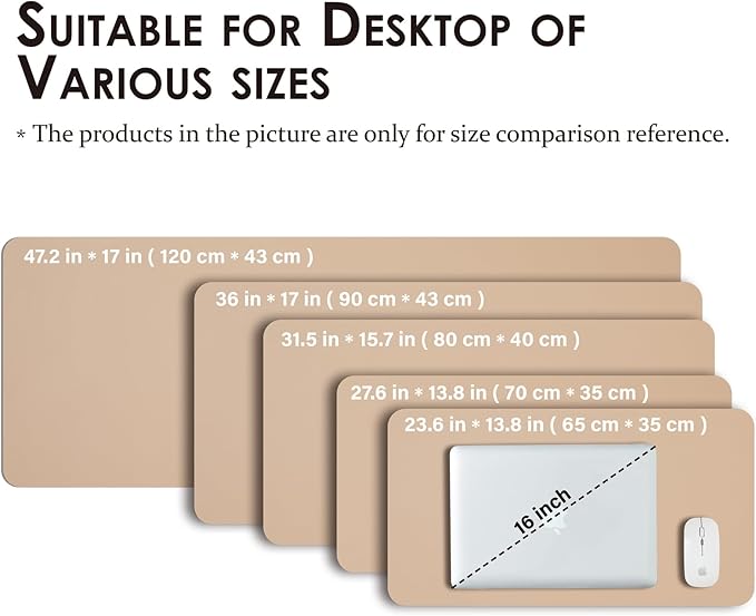 Leather Desk Mat - Non-Slip PU Pad for Office and Home - Organization Accessory - Ideal for Mouse Pad and Desk Mat (Apricot, 36" x 17")