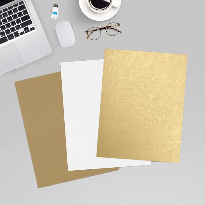 LUXPaper 8.5" x 11" Cardstock | Letter Size | Blonde Metallic | 107lb. Cover | 50 Qty