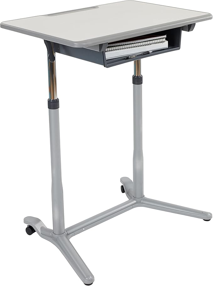 ECR4Kids 3S Mobile Desk, Sit Stand and Store, Adjustable, Open Front Desk