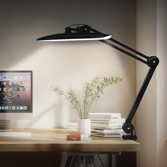 182 LEDs Desk Lamps for Home Office, 20” Overhead Bright Lumens 24W Metal Eye-Caring Nail Desk Light for Reading Work Craft Sewing Task Workbench, Black