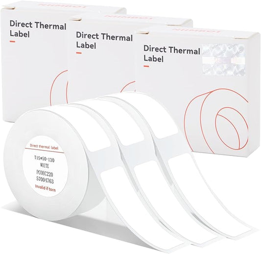 D11 D110 D101 White Label Paper, Adapted Label Print Paper, (3 Rolls) Thermal Sticker Paper 0.59" x 1.96" Waterproof Self Adhesive Labeling Tape(3 Rolls, White)
