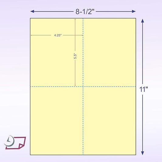 NextDayLabels 8-1/2" x 11" Laser/Inkjet Postcards 4 Per Page, (4-1/4" x 5-1/2" Each Card | Canary, 200 Cards)